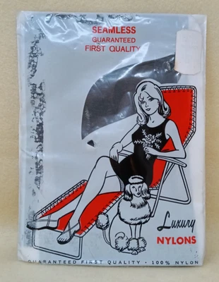 1 пара винтажных бесшовных роскошных нейлоновых чулок черные 9,5 новые в упаковке - Изображение 1 из 3