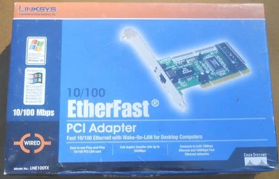 Linksys 10/100 Mbps EtherFast PCI Adapter Ethernet Card # LNE100TX - Image 1 of 2