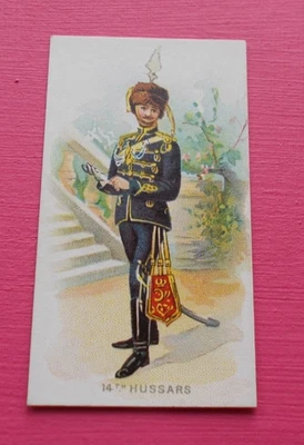cigarette card AMERICAN TOB. MILITARY UNIFORMS TYPE C TYPE SET BACK 14TH HUSSARS - Image 1 of 2