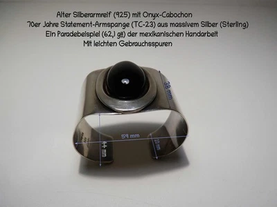 Alter Silberarmreif (925) mit Onyx-Cabochon - Bild 1 von 4