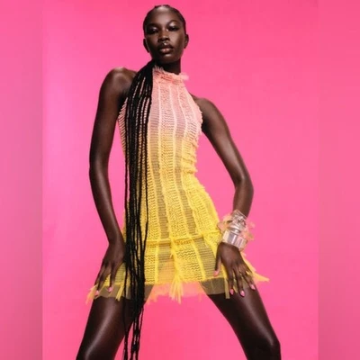 New Roberta Einer Angel Midi Dress Sunrise Colorway Pink Yellow Size M/L NWT - Image 1 of 4