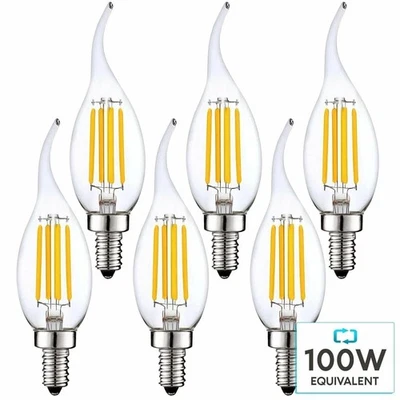 Luxrite Candelabra LED Light Bulbs 100W Equivalent 5000K CA11 E12 Base 6-Pack - Image 1 of 4