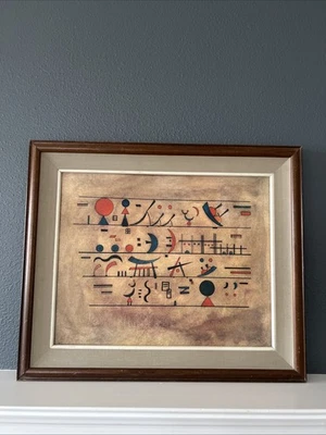 Vintage WASSILY KANDINSKY Indian Story Signs Framed Print Russian Abstraction - Image 1 of 4