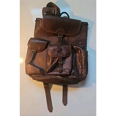 Mochila de cuero vintage mochila bolsa de viaje naturalmente envejecida grande marrón Foto 1 de 4