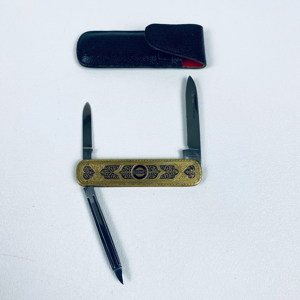 VTG HERMES Walter Kayser Solingen Rostfrei Germany Knife 2 Blade File Leather - Image 1 of 4