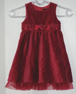 SIGNATURE NEXT Size 12-18 Months Red Velour Sequin Accents Sleeveless Dress - Picture 1 of 2