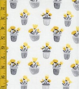 Northcott Fabric "Sew Sweet" #22661 Potted Flowers by Michelle Kliman by 1/2 Yd