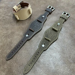  Size 16/18/20mm Genuine Cow Leather Cuff Wire Lug Watch Strap/Band #123 - Picture 1 of 7