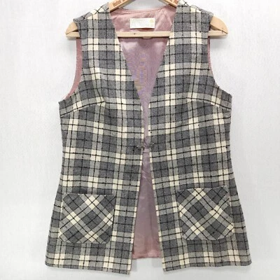 Chaleco de Lana Pendleton Años 70 De Colección Para Mujer M L 14 Cuadros Manchado Cierre Ornado Traje Foto 1 de 4