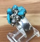 Native Navajo Scott Dave 925 Turquoise Chips/Sliver Beads Dangling Ring Size 10