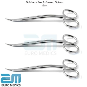 Goldman Fox Double Curved Micro Tissue Scissor Sharp Dental Surgical Steel Shear - Picture 1 of 3