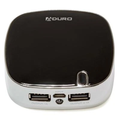 Aduro Portable Power Bank 2 USB Ports Flashlight 5200MAH Capacity Black Case - Image 1 of 4