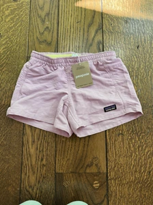$49 Girl's Youth Patagonia Unlined 4" Baggies Milkweed Mauve Shorts Sz Large 12 - Picture 1 of 8