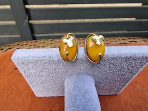 Vintage Natural 6.45 gr. Butterscotch Egg Yolk Baltic Amber Earrings - Picture 1 of 14