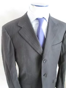 Canali Auténtico Negro Tiza Rayas Lana Cachemira Tres Botones Blazer Chaqueta 50 - Imagen 1 de 7