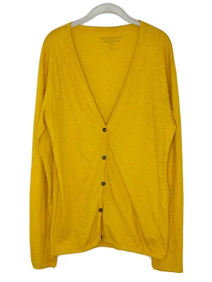 What comes around Mustard 黄色 v 领纽扣棉质开衫,尺寸 L — 第 1/4 张图片