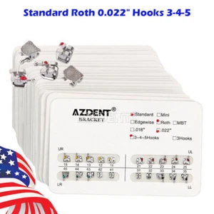 AZDENT Dental Orthodontic Brackets Braces Standard Roth .022 Hooks 3-4-5 - Picture 1 of 22