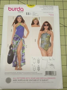 Burda Pattern 6963 Beach Tote Cover Up Swimsuit Sizes 6 8 10 12 14 16 18 UNCUT - Picture 1 of 5