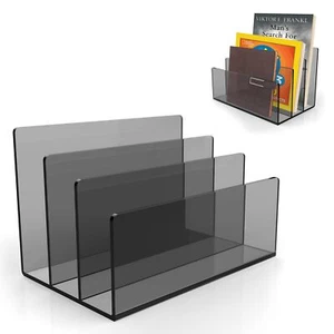 Acrylic File Holder1PC 3 Sections Clear Black File Organizer Mail Letter Sort... - Picture 1 of 7