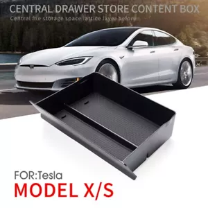 Black Car Drawer Box Central Console Storage Box for LHD Tesla Model X Model S - Picture 1 of 12