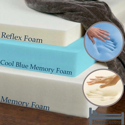 BRAND NEW MEMORY FOAM MATTRESS TOPPERS, COOL BLUE,REFLEX FOAM,MEMORY FOAM - Image 1 of 3