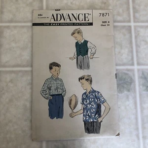 Vintage 1950's Advance Pattern 7871 Size 6 Chest 24" BOYS BUTTON DOWN SHIRT VEST - Picture 1 of 3