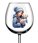 12x Girl Teddy Bear Valentine's Day Wine Glass Bottle Vinyl Sticker Decal a5048