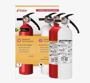 Kidde Residential+Kitchen (1-A:10-B:C) ABC & BC 3.9lb Fire Extinguishers 2 Pack - Picture 1 of 9