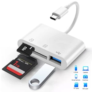 USB C to SD Card Reader, 3-in-1 Hub Converter, Micro SD TF Memory Type-C Adapter - Picture 1 of 8