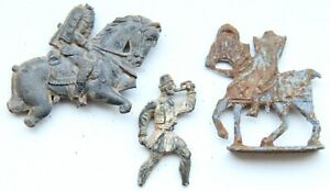 Group Of Antique Tin Miniature Toy WWI Soldier Rider Figurine
