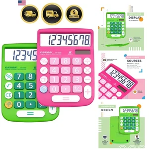 Desktop Calculator 8 Digit Solar Power LCD Display Big Buttons Office Home Sc... - Picture 1 of 9