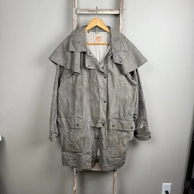 Australian Outback Waxed Duster Gray Snap Coat size Large  - Image 1 of 4