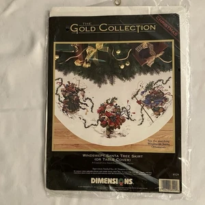 Dimensions Gold Collection 8529 Windswept Santa Tree Skirt Cross Stitch CHART - Picture 1 of 5