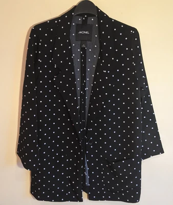 New! MONKI women's long black blazer - XS - polka dot jacket spotty ditsy - Image 1 of 4