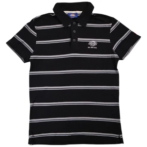 Dickies Womens Polo Shirt Size L Striped Short Sleeve 100% Cotton - Picture 1 of 8