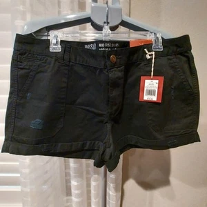 Mossimo Supply Co. Shorts Women SZ 16 Mid Rise Distressed Rolled Cuff Black NWT - Picture 1 of 6