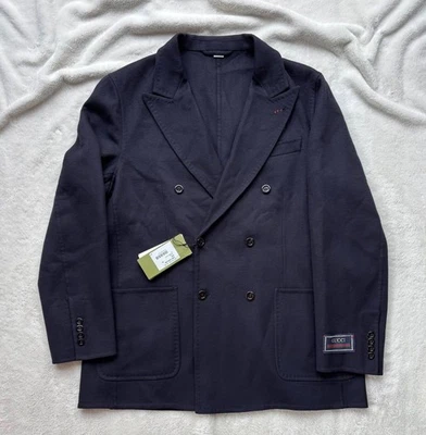 Gucci Dark Navy Wool Label Blazer Jacket - 52 - MSRP $2900 - New - Authentic - Image 1 of 4