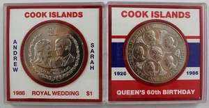 Cook Islands: 1986 QEII 60th Birthday & Andrew & Sarah Royal Wedding cased (2) - Bild 1 von 1