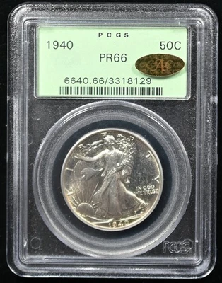 1940 WALKING LIBERTY HALF DOLLAR PCGS PR66 WITH GOLD CAC STICKER - Image 1 of 3