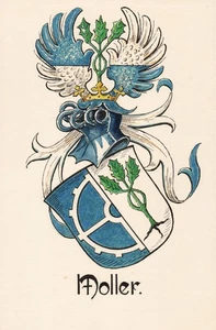 Moller Hamburgo Escudo de armas Dibujo Dibujo 1900 - Imagen 1 de 1