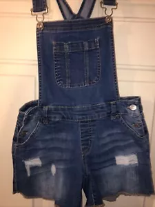 Forever 21 Los Angeles Women's Overall Shorts Sz XS Distressed - Picture 1 of 3