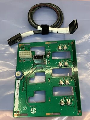 HP 4-Bay SAS SATA Backplane 686756-001 671308-001m w/ Cable - TESTED WORKS - Image 1 of 4