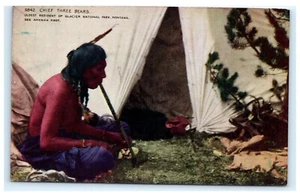 Chief Three Bears Oldest Resident Glacier National Park Montana Postcard C4 - Picture 1 of 2