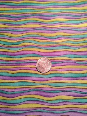 34" Beth Ann Bruske Primary Colors Striped Fabric Remnant Washed Preshrunk  - Image 1 of 2