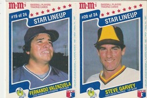 FREE SHIP-1987 M&M's Star Lineup Panels Fernando Valenzuela Steve Garvey #19-20