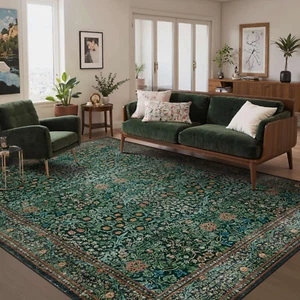 6X9 Area Rugs for Living Room Bedroom Large Washable Green Vintage Boho Rug - Picture 1 of 11