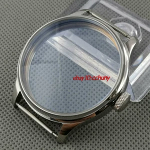 Steel 44mm Silver watch Case Crown Fit ETA 6497/6498 Seagull ST36 Movement - Picture 1 of 6