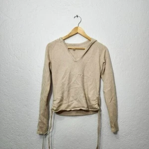 Caslon tan silk cashmere cropped hoodie sweater - Picture 1 of 3