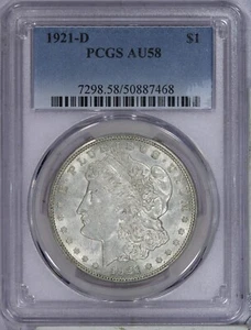 1921-D Morgan Silver Dollar $1 PCGS AU58 - Picture 1 of 4