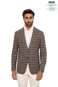 $5200 ISAIA Napoli Brown Checks Jacket Sport Coat Wool 40 US / 50 EU 8R - Picture 1 of 6